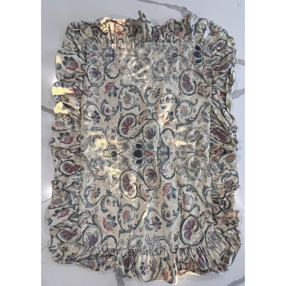 Ralph Lauren Provence Floral Ruffled Set Of 2 Standard Shams Linen Blend‎ VTG